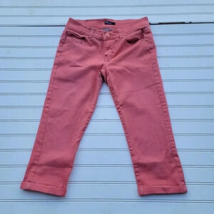 Reve Salmon Pink Peach Stretch Cropped 27x17 capri Jeans Cuffed Juniors Sz 3